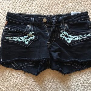 Super low waisted embroidered shorts!